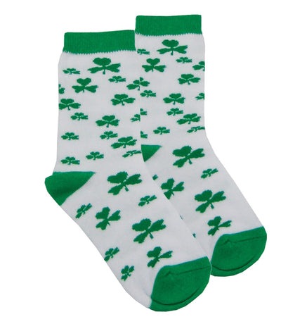 White Overall Shamrock Kids Socks