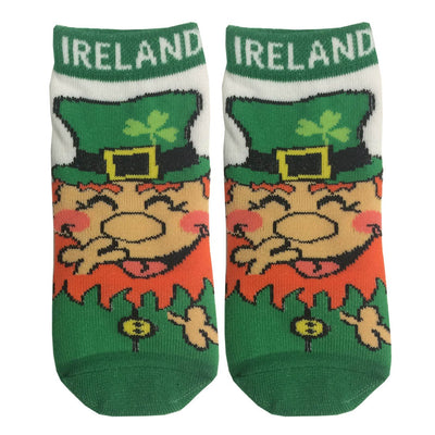White Laughing Leprechaun Kids Sock