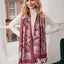 Wool Blend Scarf in Burgundy & Grey