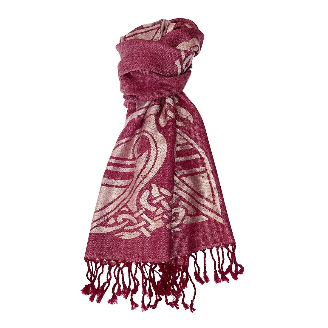 Wool Blend Scarf in Burgundy & Grey