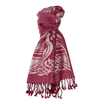 Wool Blend Scarf in Burgundy & Grey