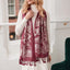 Wool Blend Scarf in Burgundy & Grey