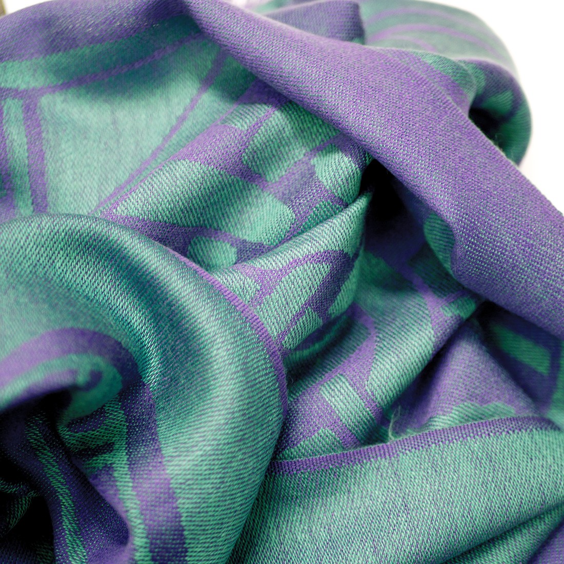 Wool Blend Scarf in Purple & Green
