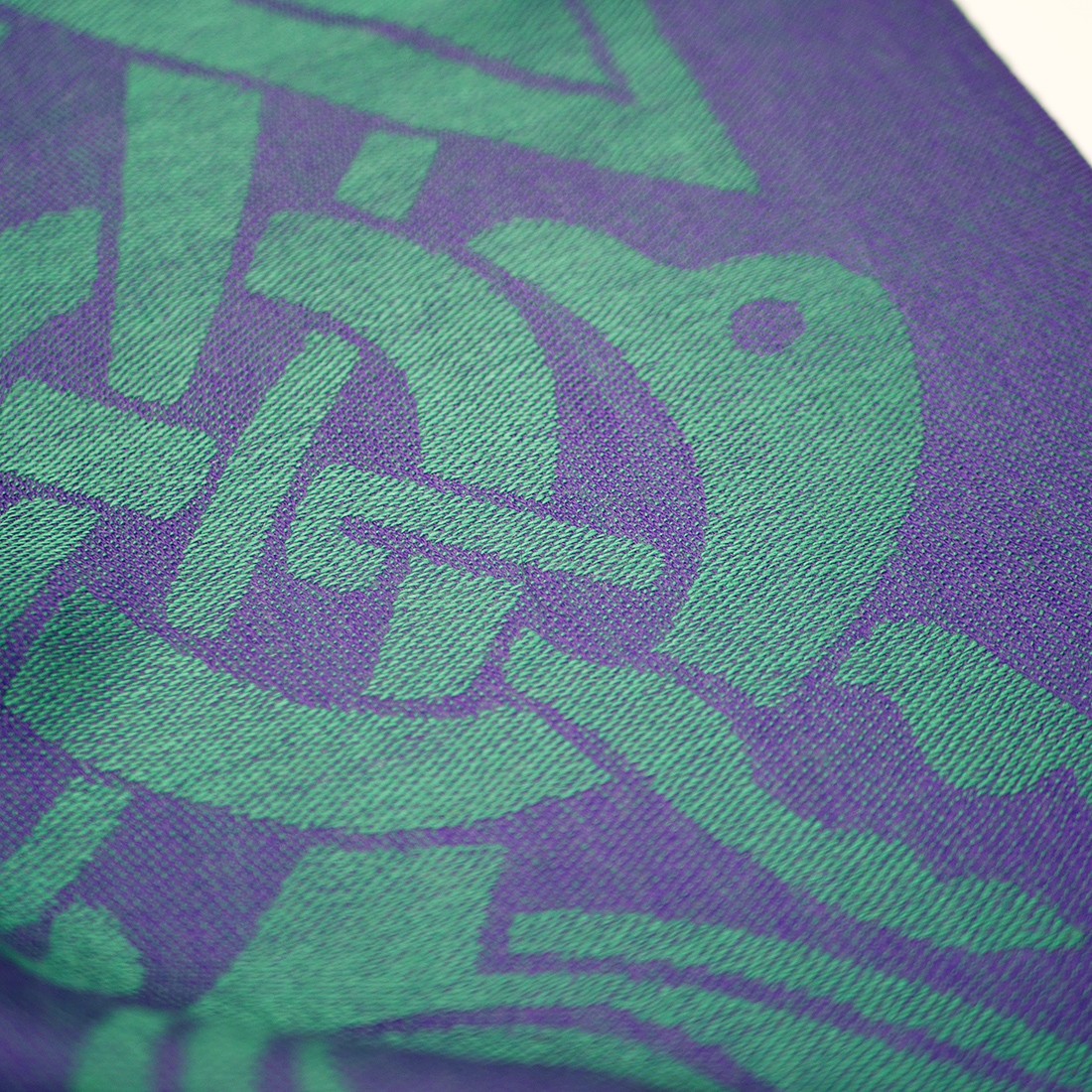 Wool Blend Scarf in Purple & Green